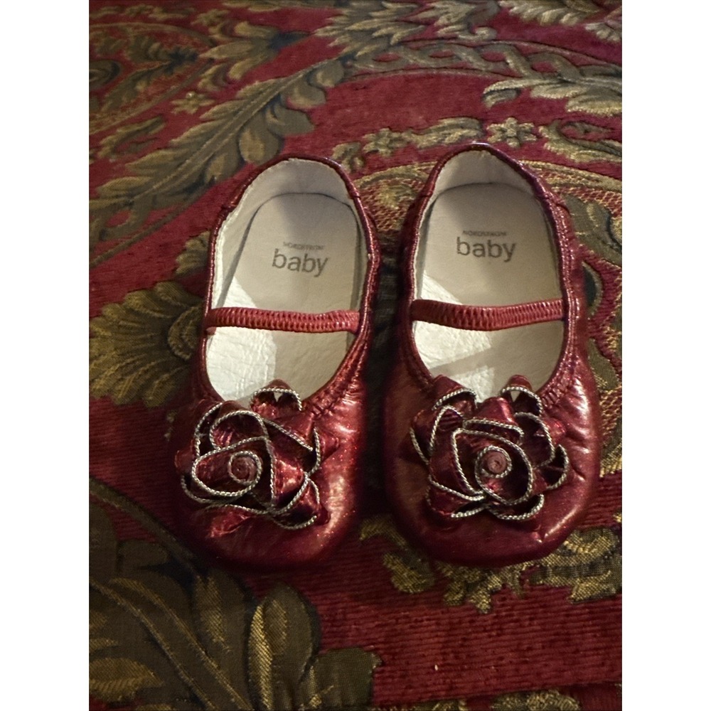 K S Baby Juniper Red Shimmer Baby Shoes Red Flower Size 4 M From Nordstrom